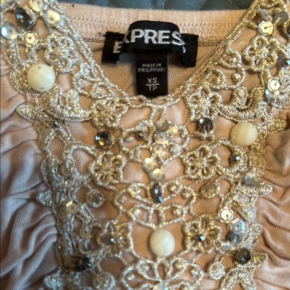 Express Tan Ruched Embellished Tank Top - Picture 2 of 6